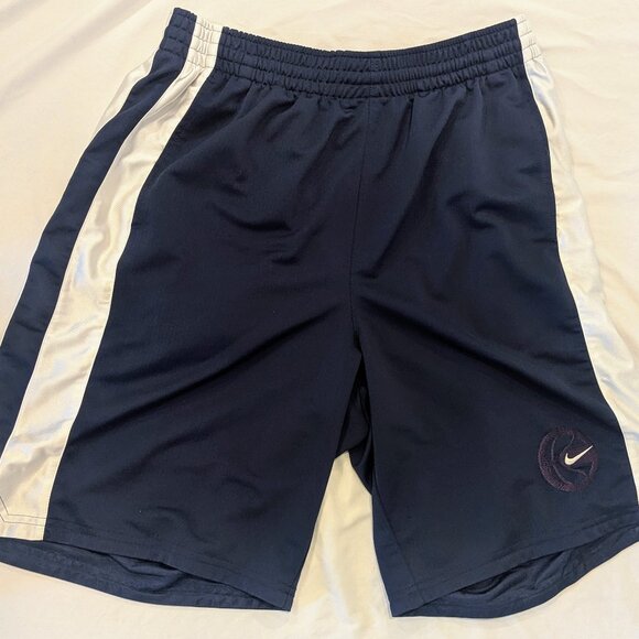 VTG Nike Basketball Shorts Mens L Navy Blue White Stripe Swoosh Logo Athletic - Picture 1 of 4